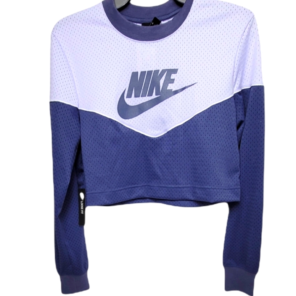 Nike Loose Fit Jersey Long Sleeve Crop Top sz Med